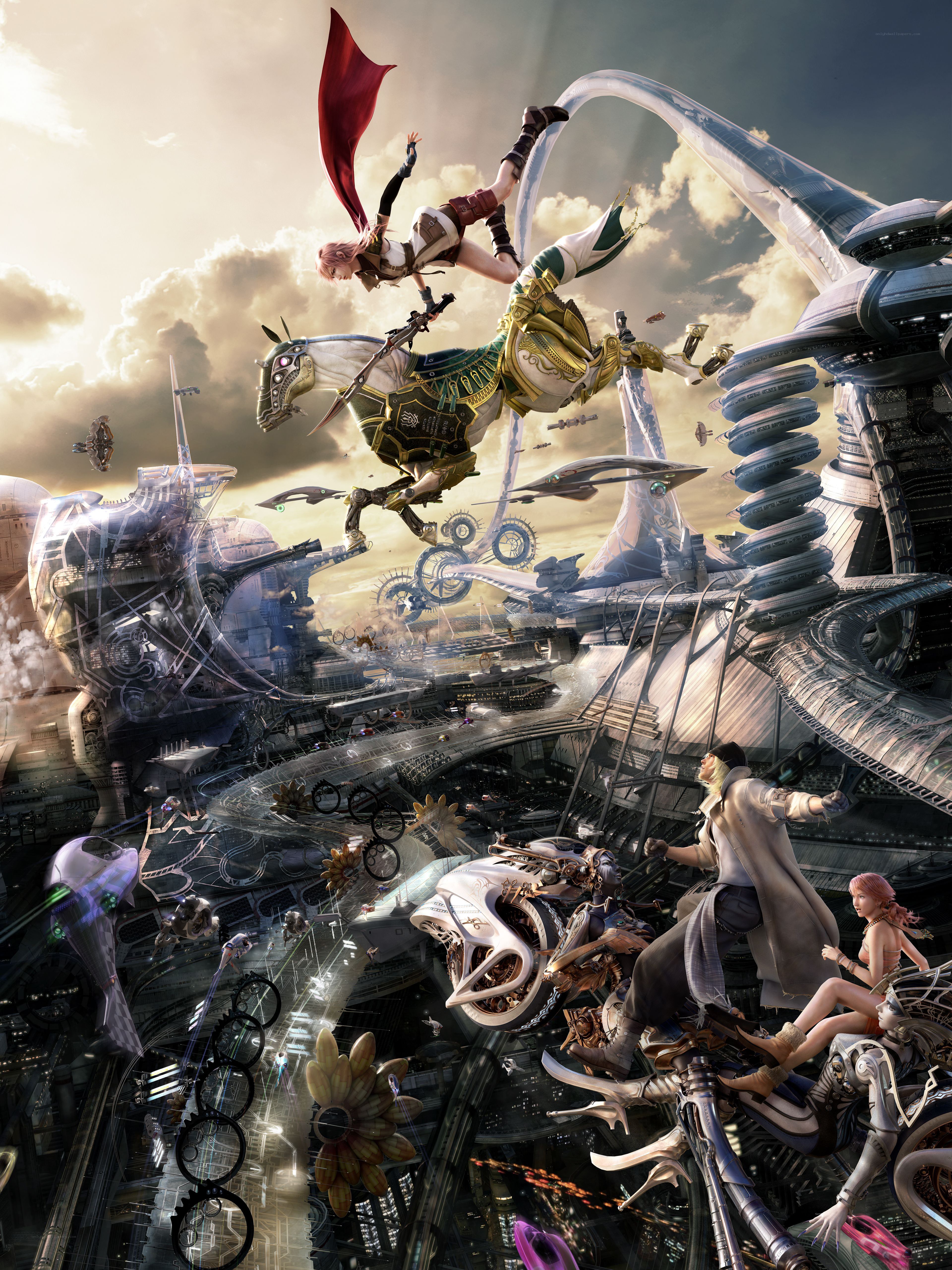 Futuristic battle in a sci-fi city