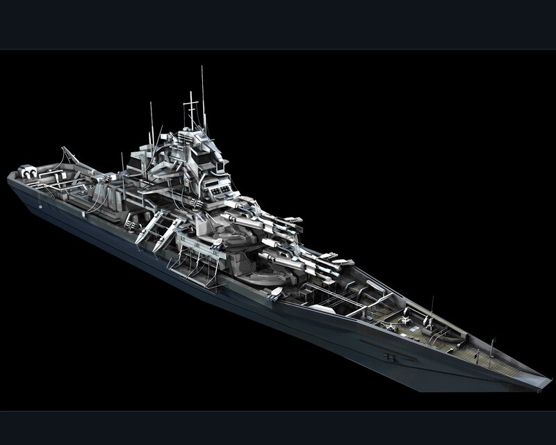 Futuristic Battleship — Gray, Dramatic, 3d Render