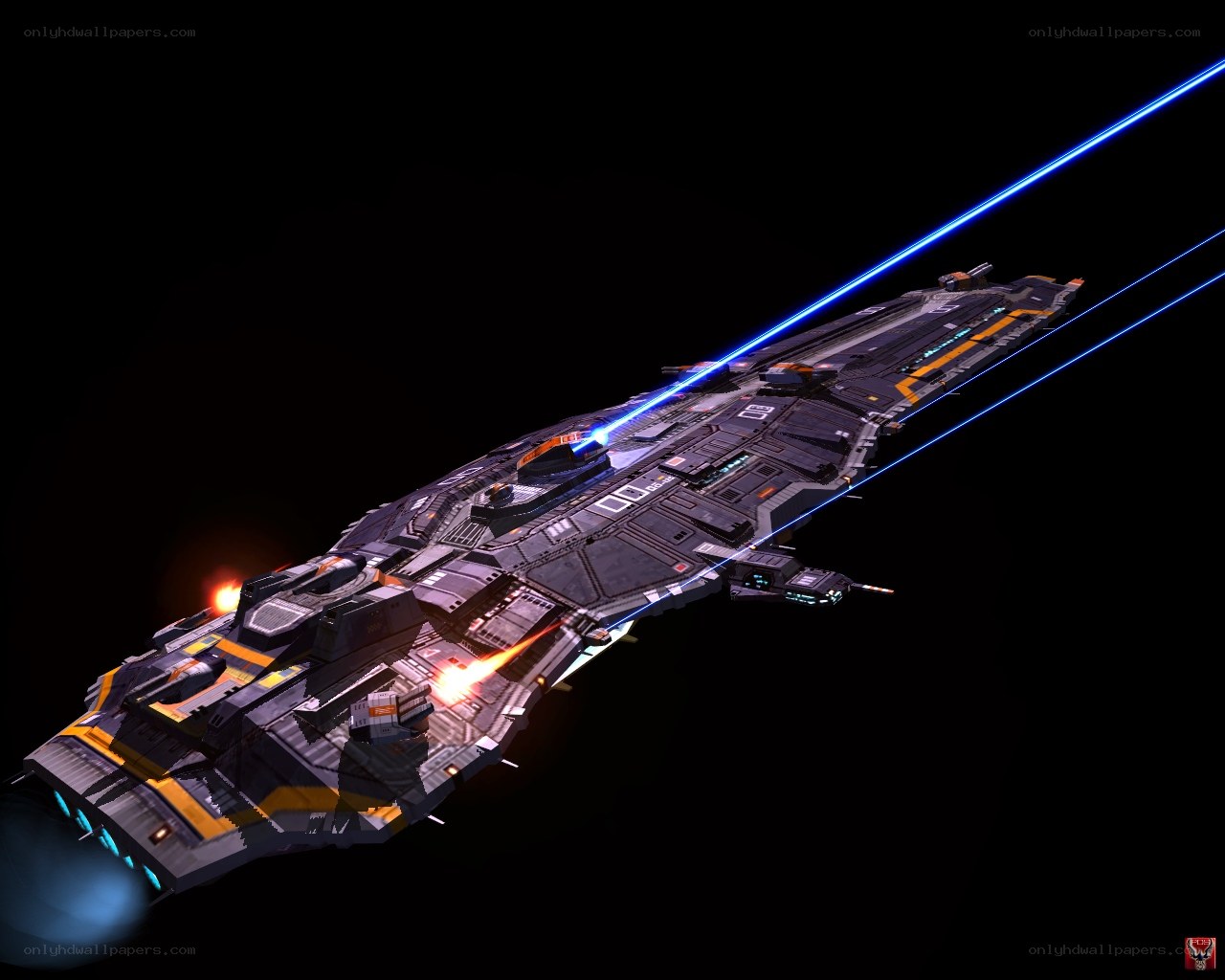 futuristic battleship in space