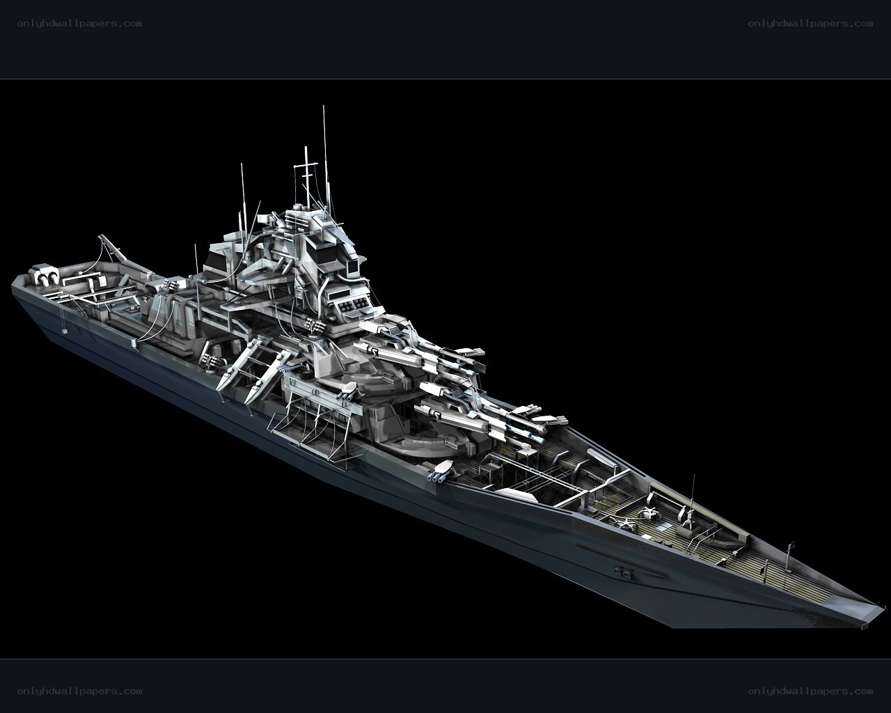futuristic battleship model