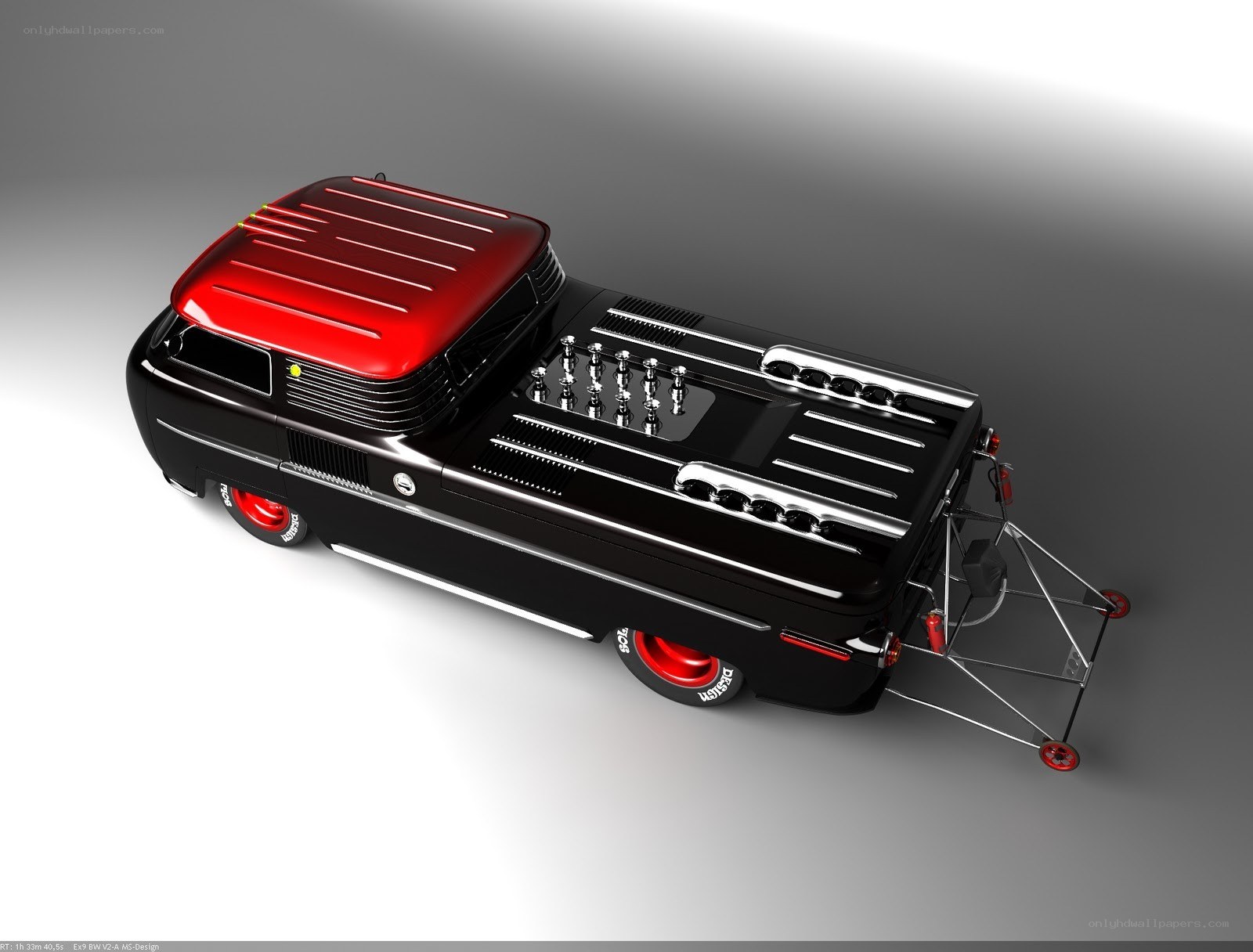 futuristic black and red vehicle