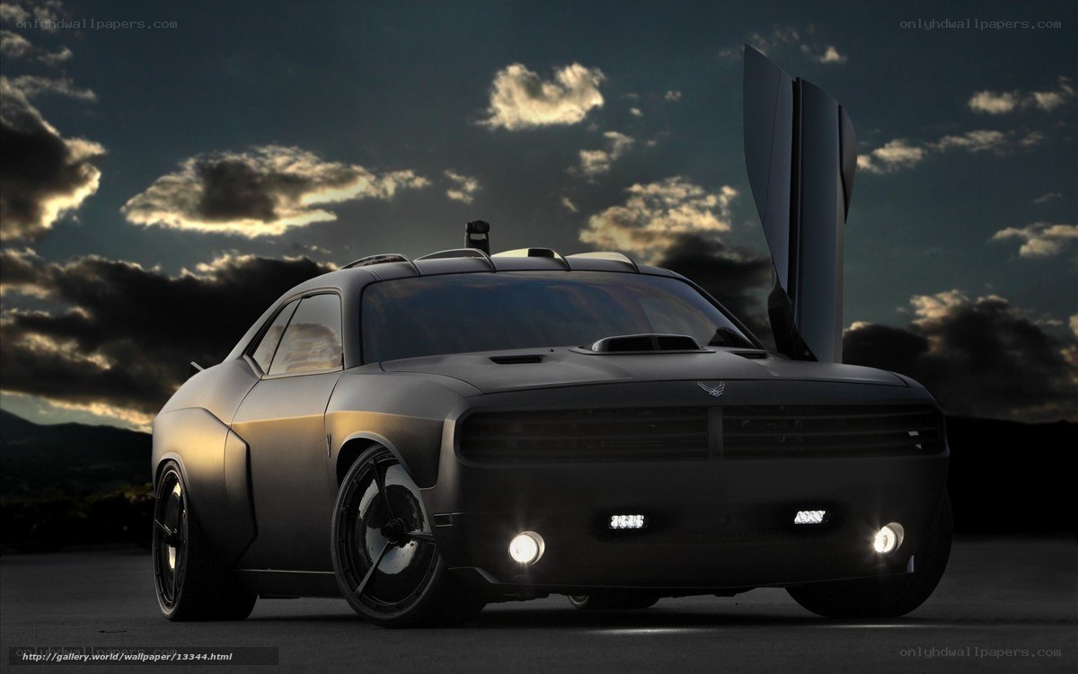 futuristic black car at dusk