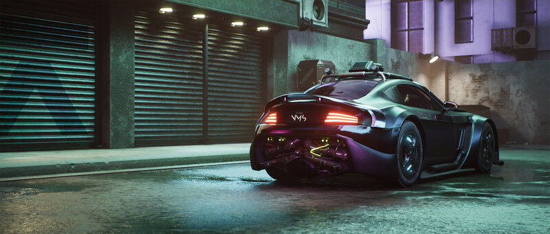 Futuristic Black Car — Dark