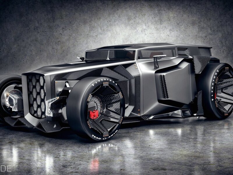 Futuristic Black Car — Dramatic, 3d Render