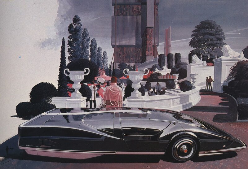 Futuristic Black Car — Dramatic, Illustration