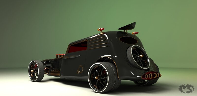futuristic black hot rod