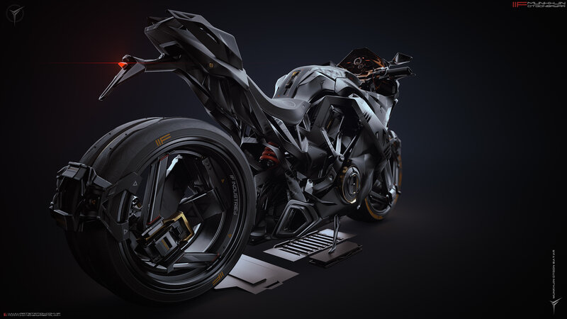 Futuristic Black Motorcycle
