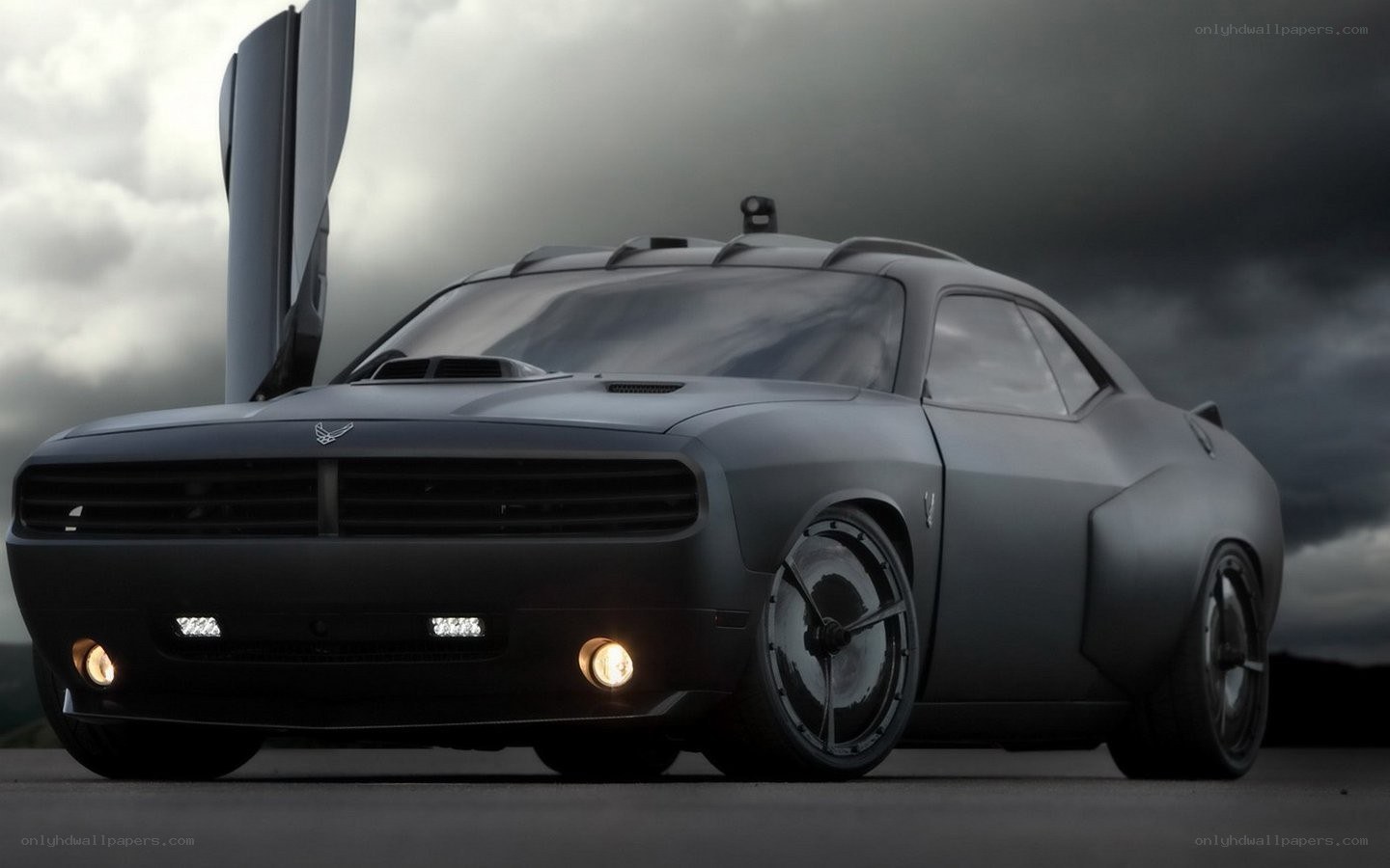 futuristic black muscle car