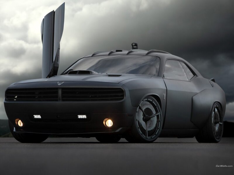 futuristic black muscle car