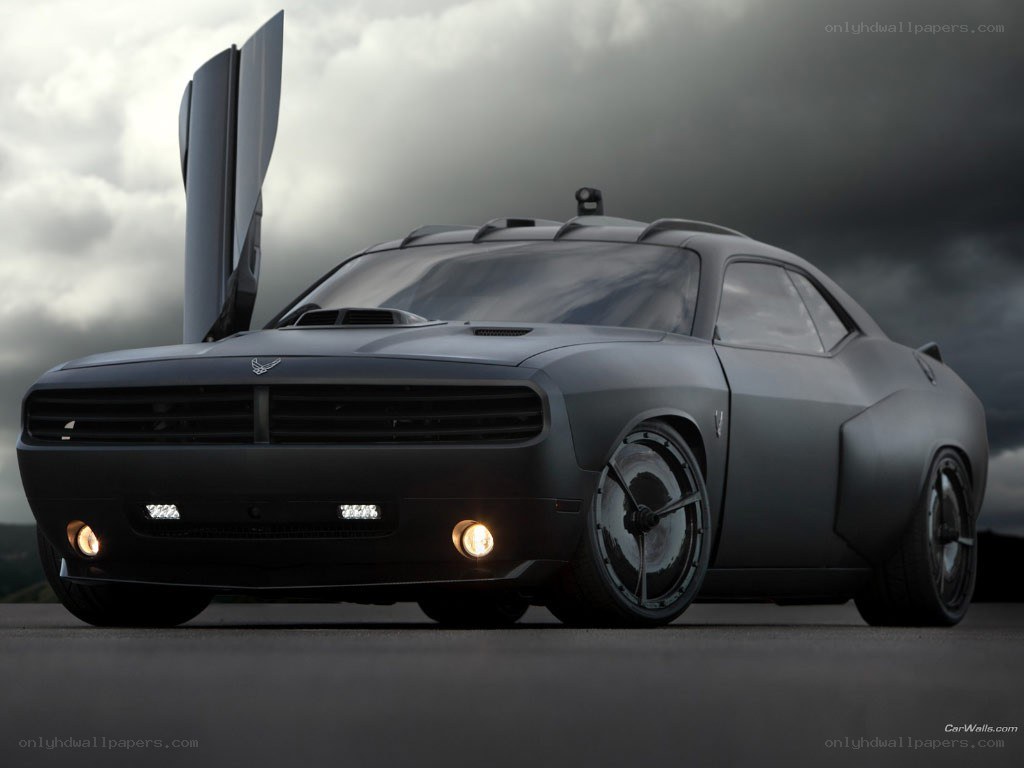 futuristic black muscle car