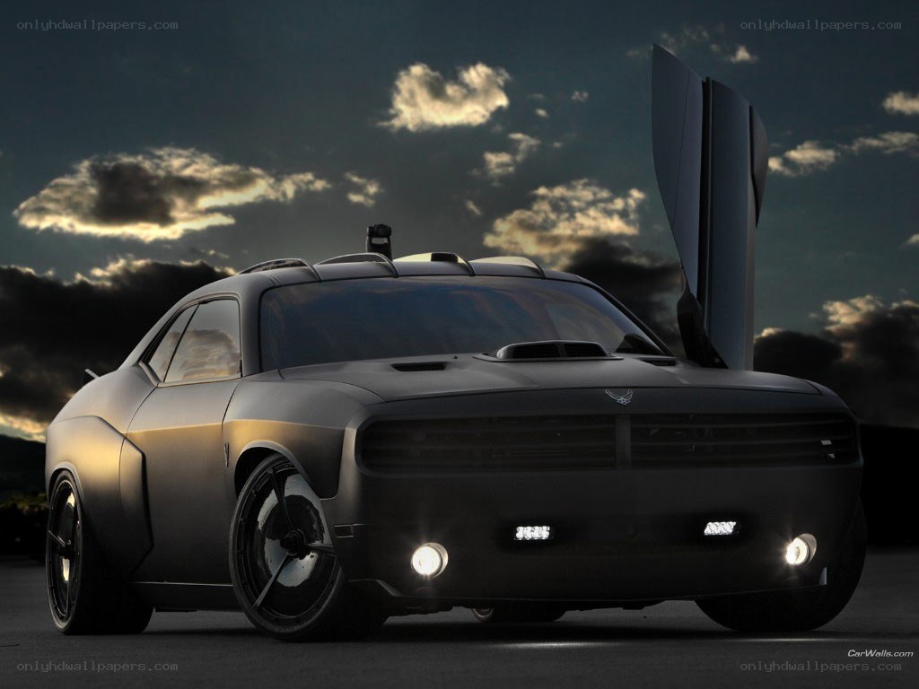 futuristic black muscle car