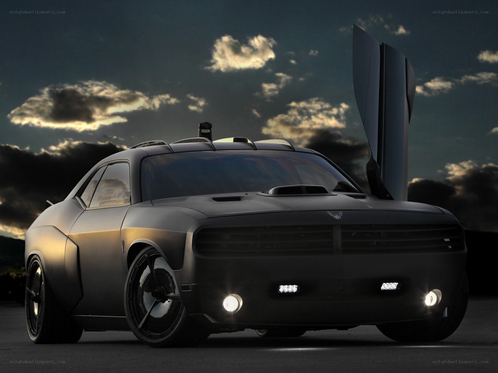 futuristic black muscle car