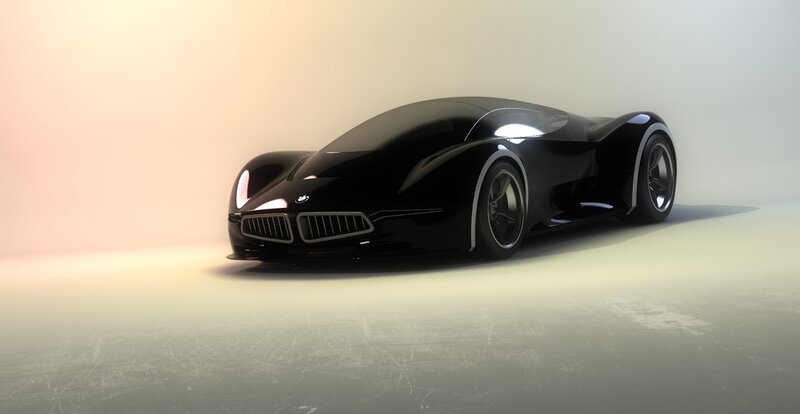 futuristic black sports car