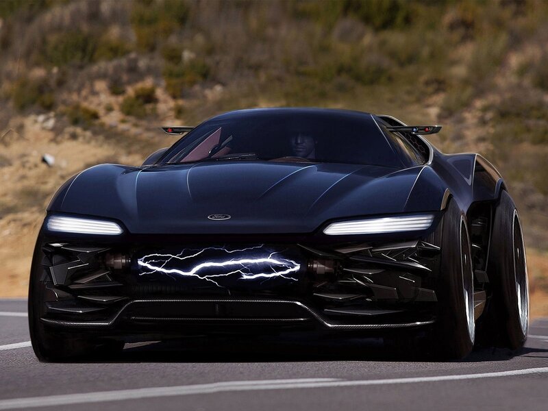 futuristic black sports car