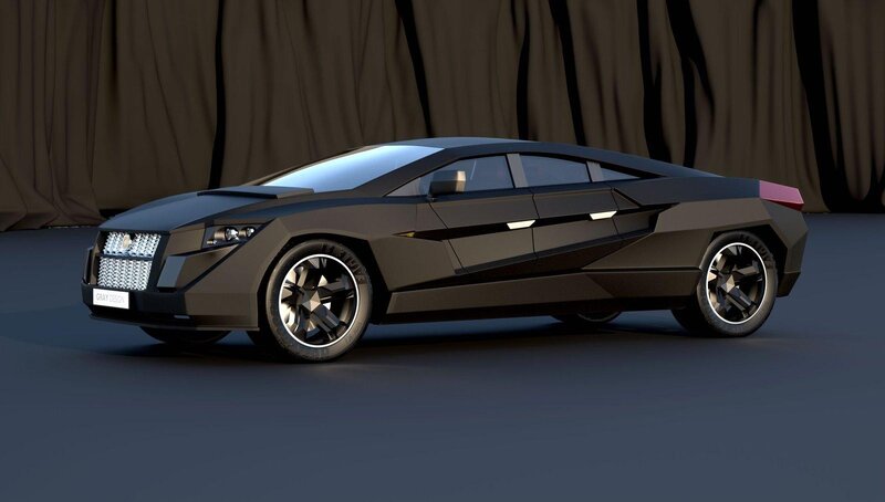 futuristic black sports car