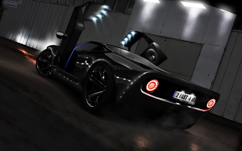 futuristic black sports car