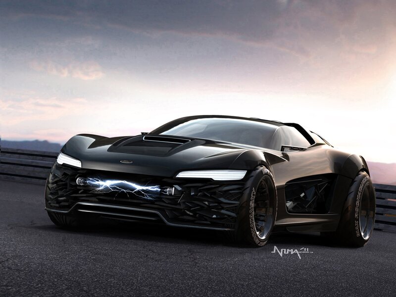 futuristic black sports car