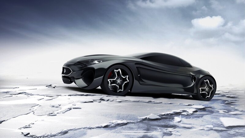 futuristic black sports car