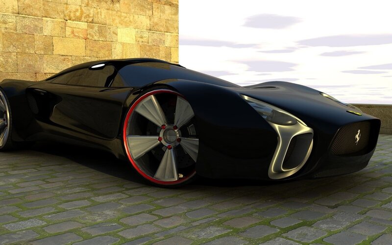 futuristic black sports car
