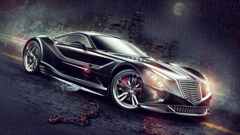 futuristic black sports car