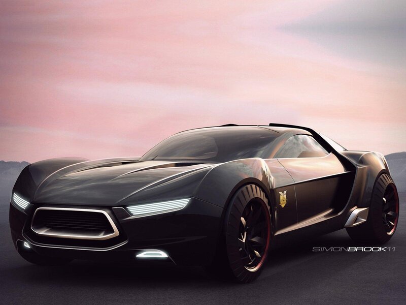 Futuristic Black Sports Car — Dramatic