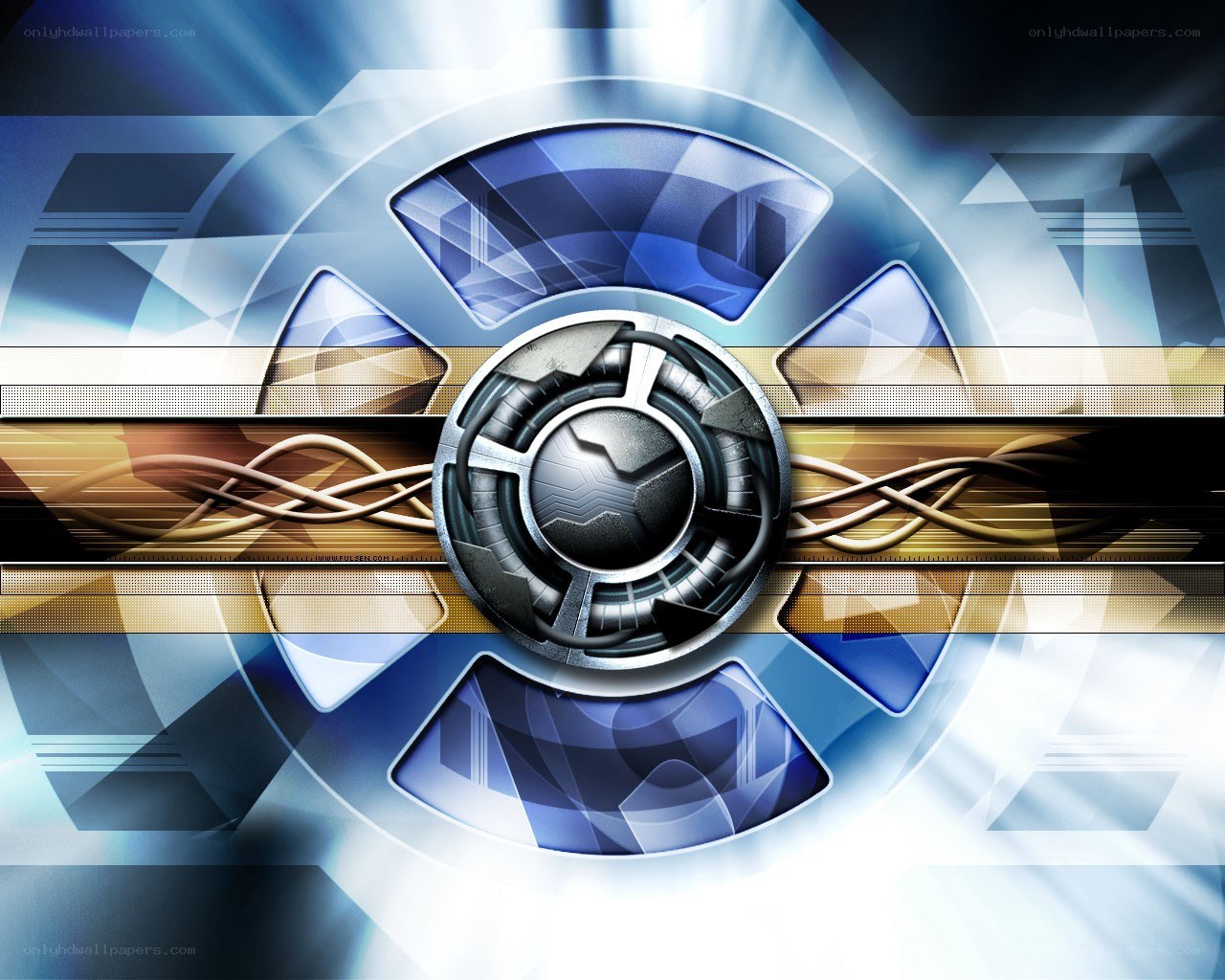 futuristic blue and gold design