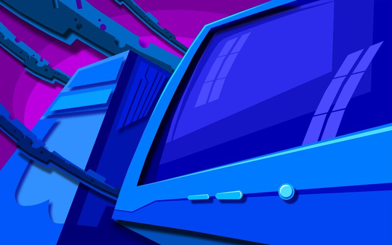 futuristic blue computer