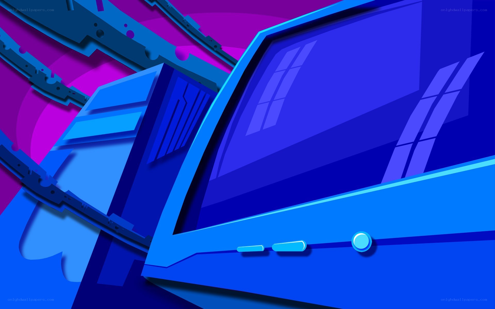 futuristic blue computer