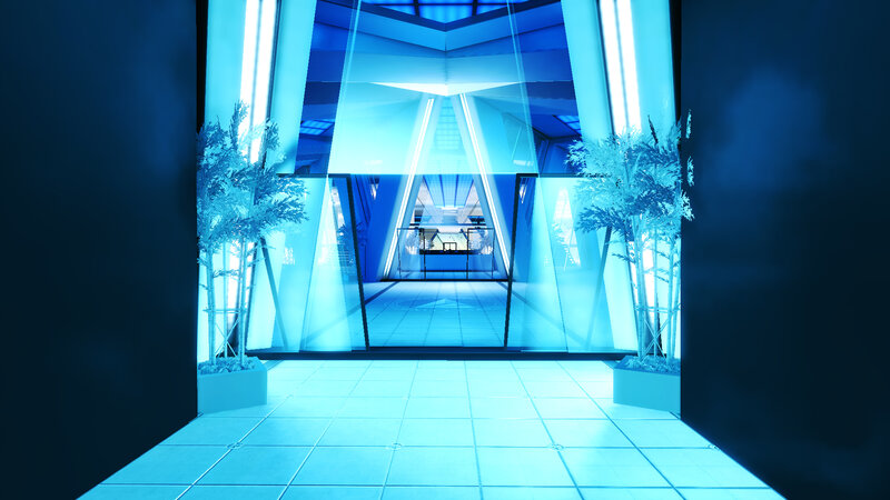 futuristic blue corridor