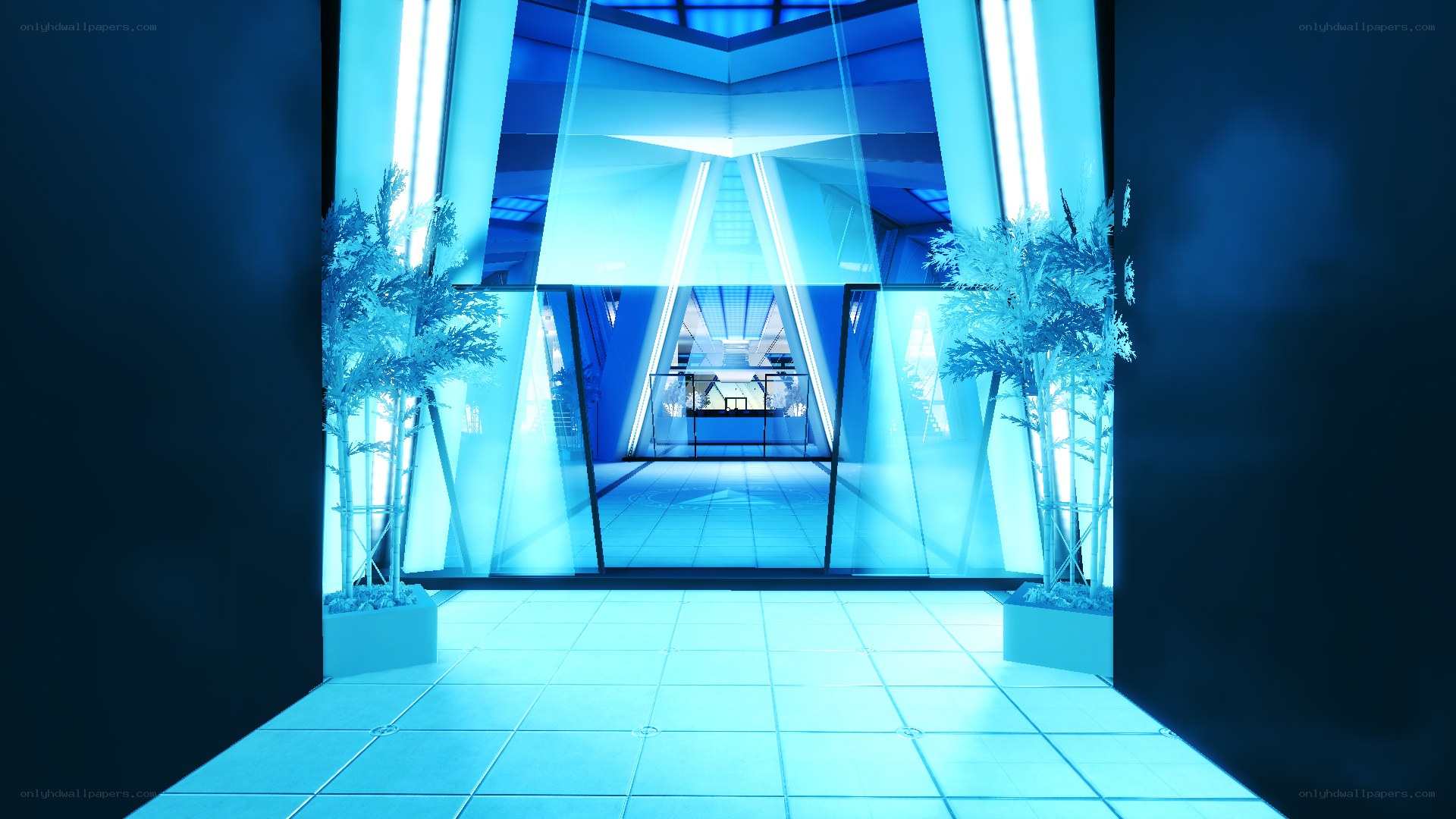 futuristic blue corridor
