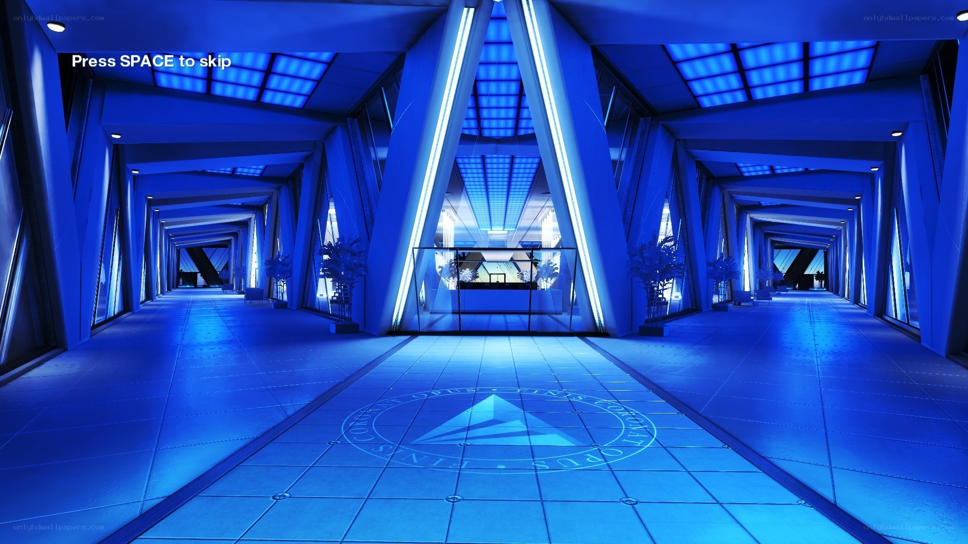 futuristic blue corridor