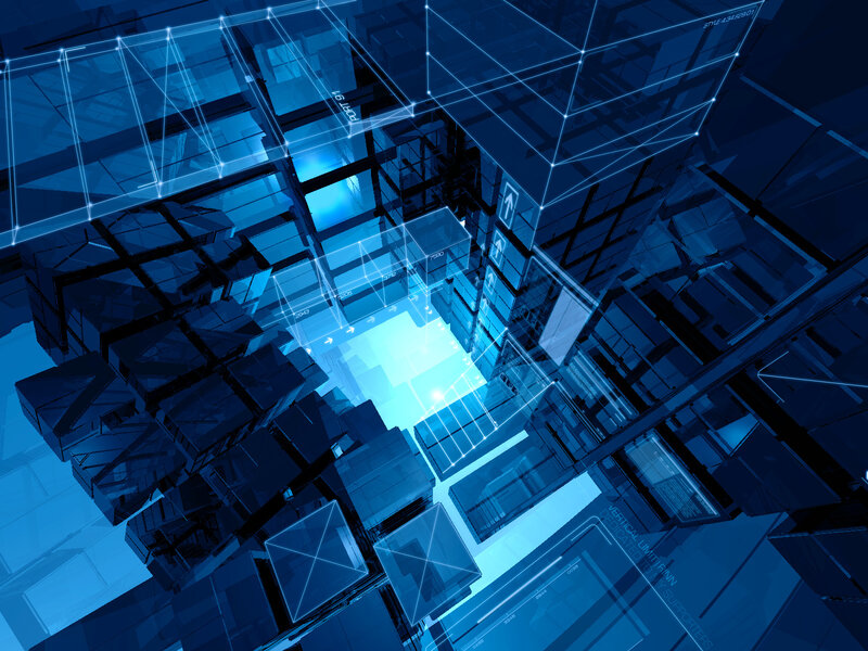 futuristic blue digital network