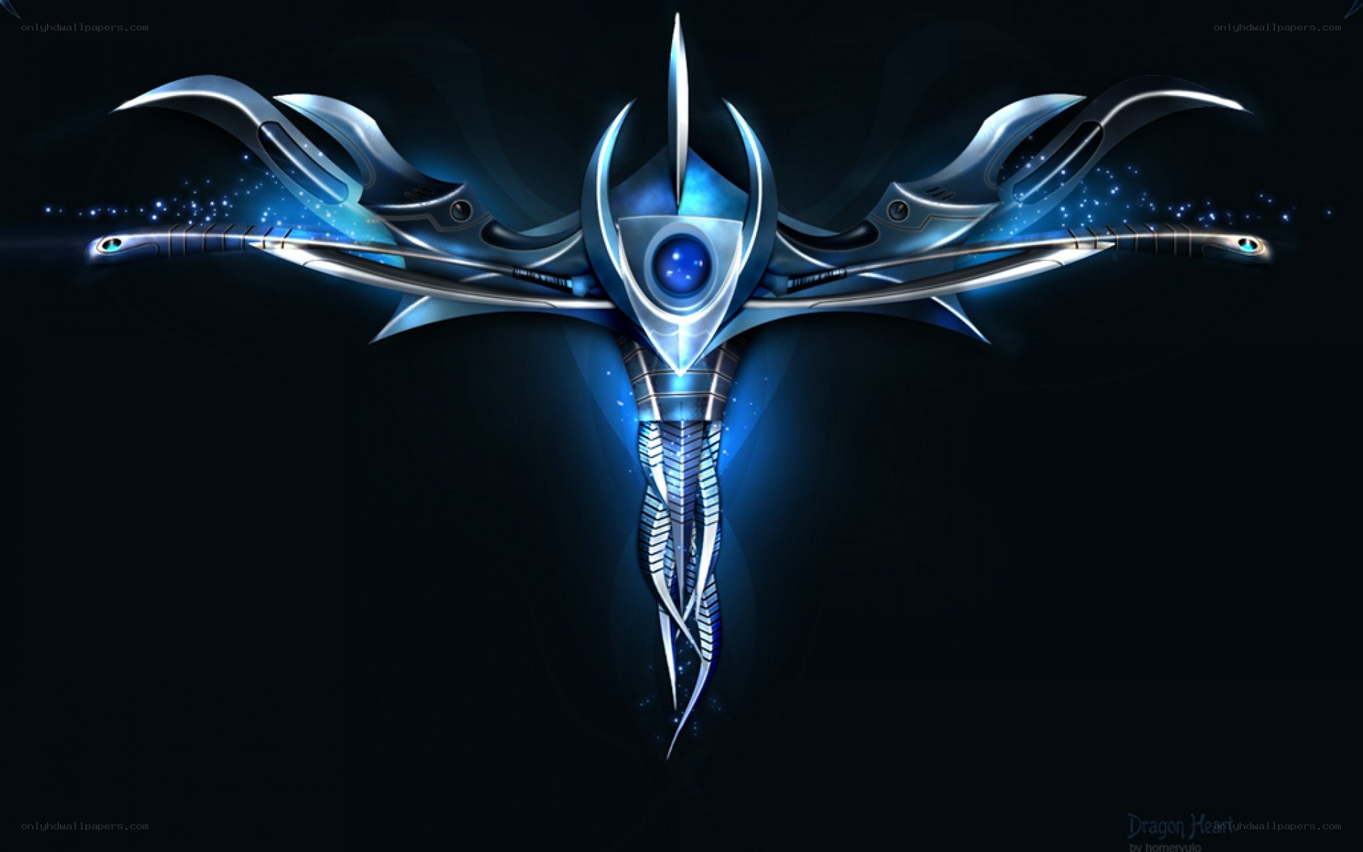 futuristic blue dragon emblem