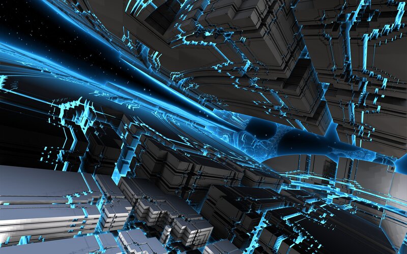 futuristic blue energy corridor