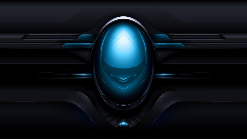 futuristic blue glowing emblem