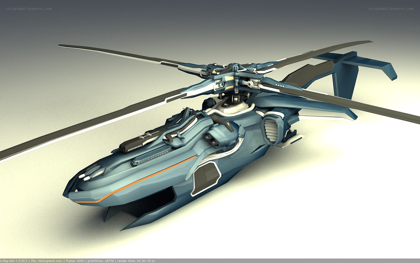 futuristic blue helicopter