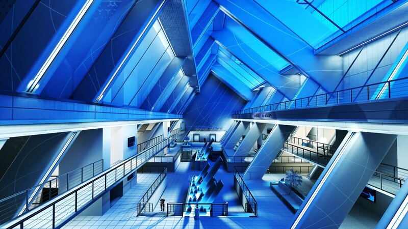 futuristic blue interior