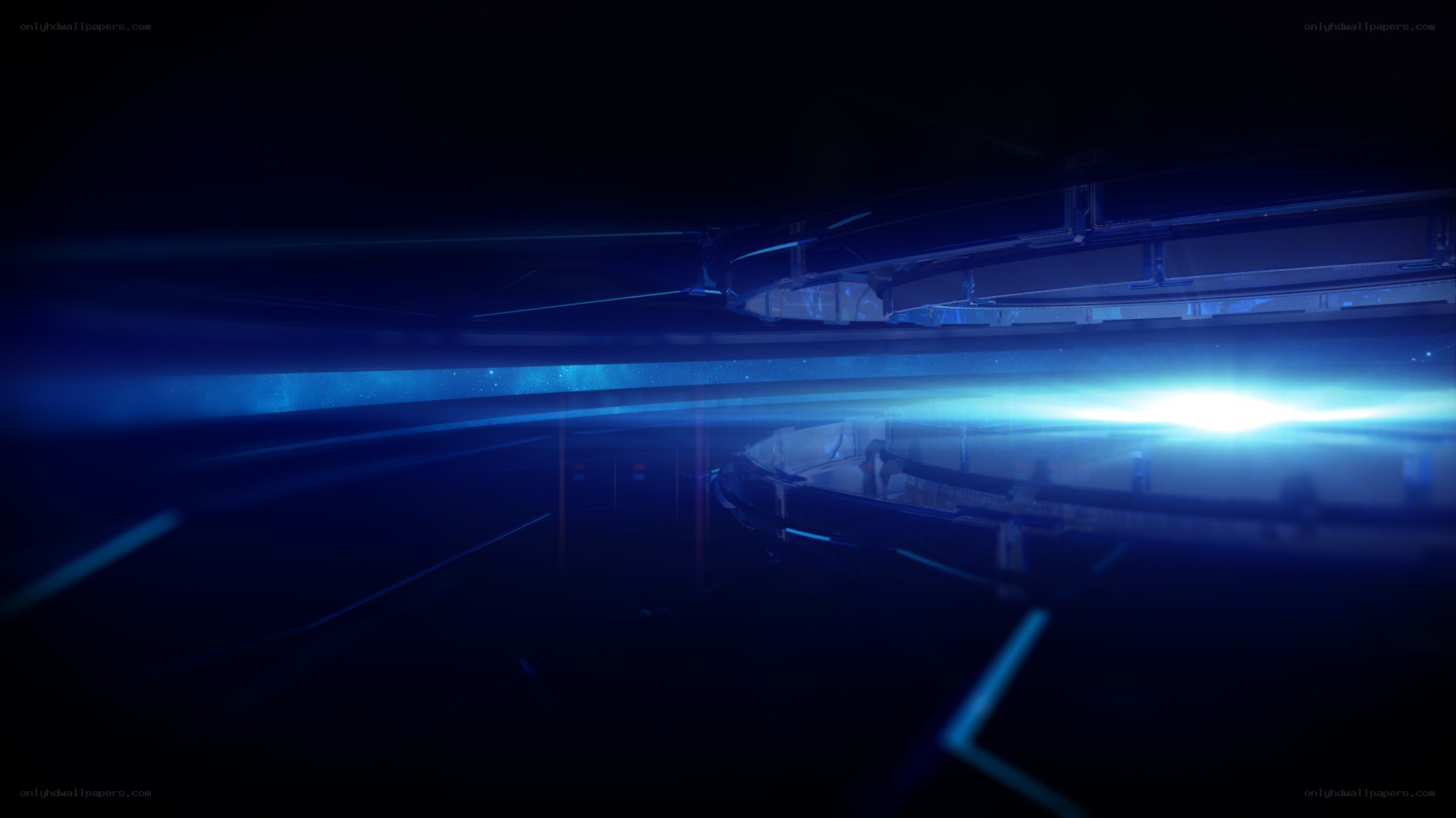 futuristic blue light tunnel