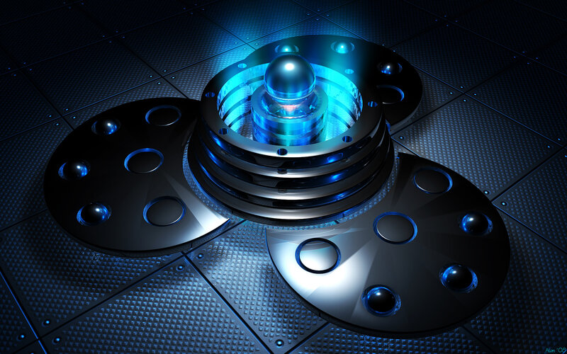 futuristic blue mechanical device