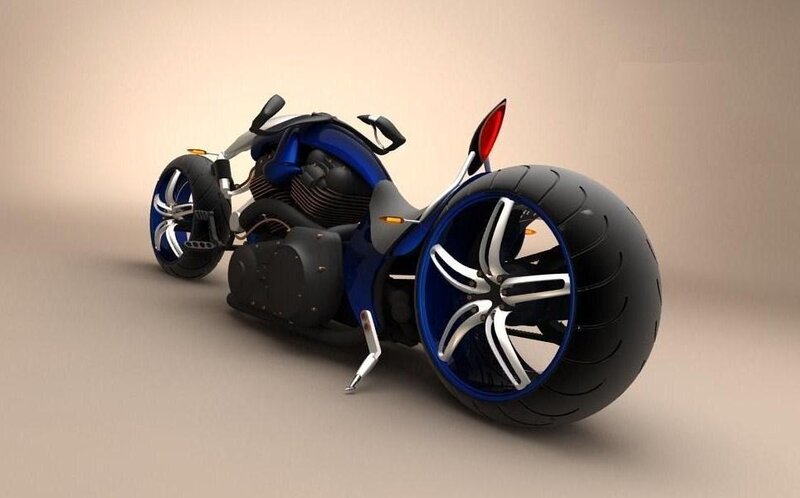 futuristic blue motorcycle