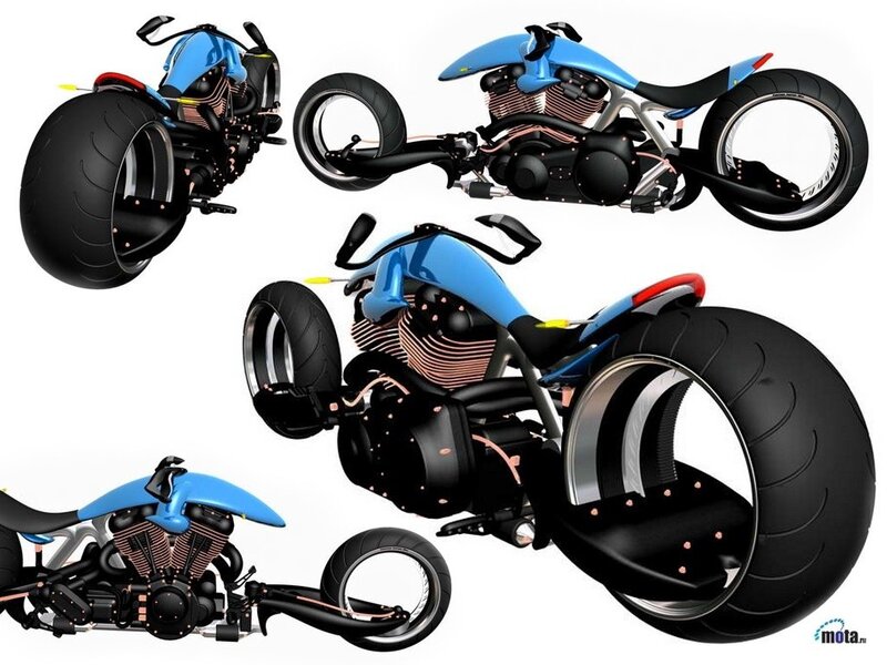 futuristic blue motorcycle design