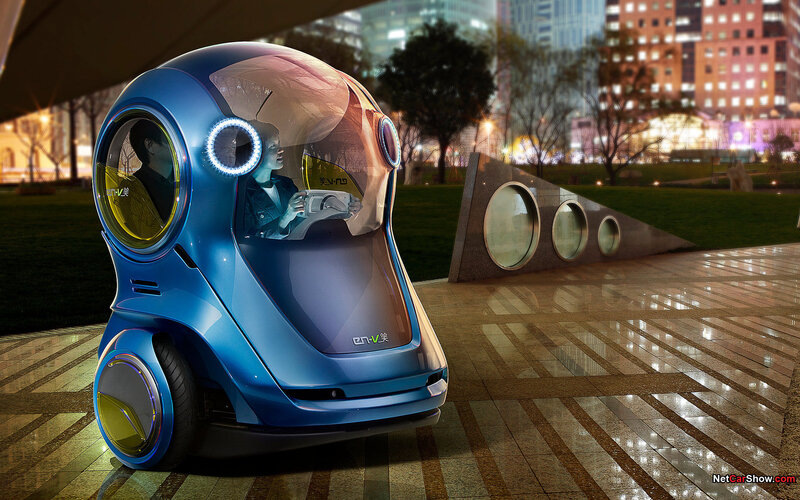 Futuristic blue personal vehicle