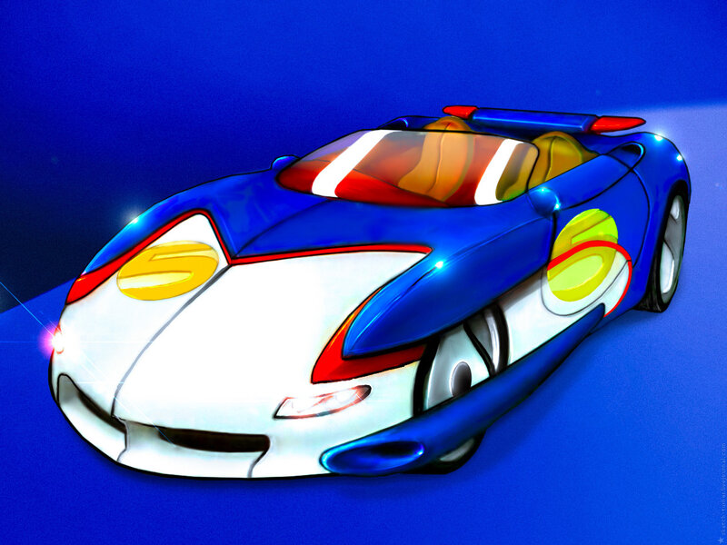 futuristic blue sports car