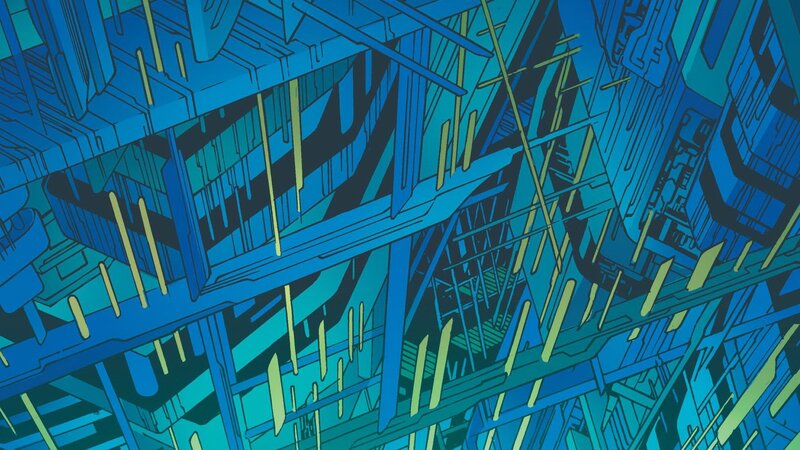 futuristic blue structure