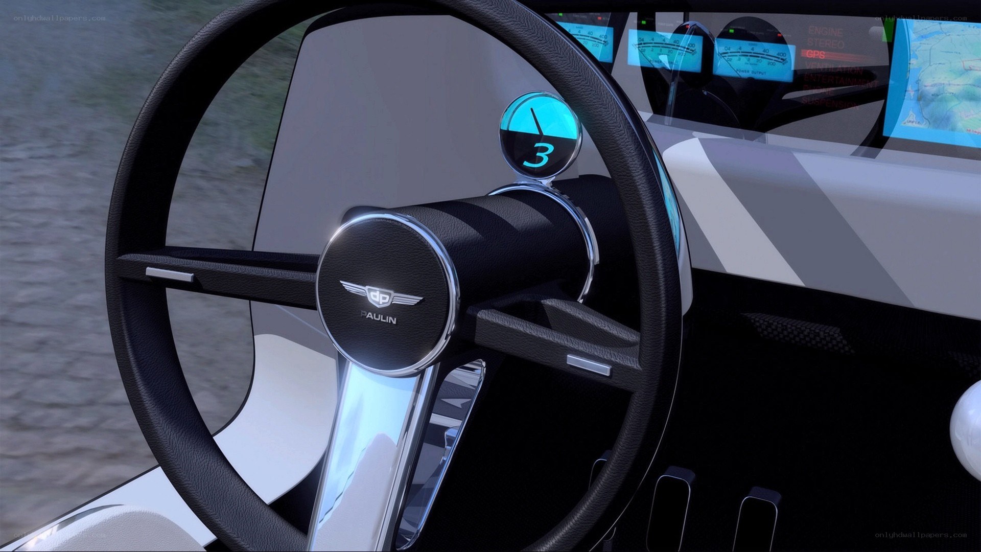 futuristic boat steering wheel