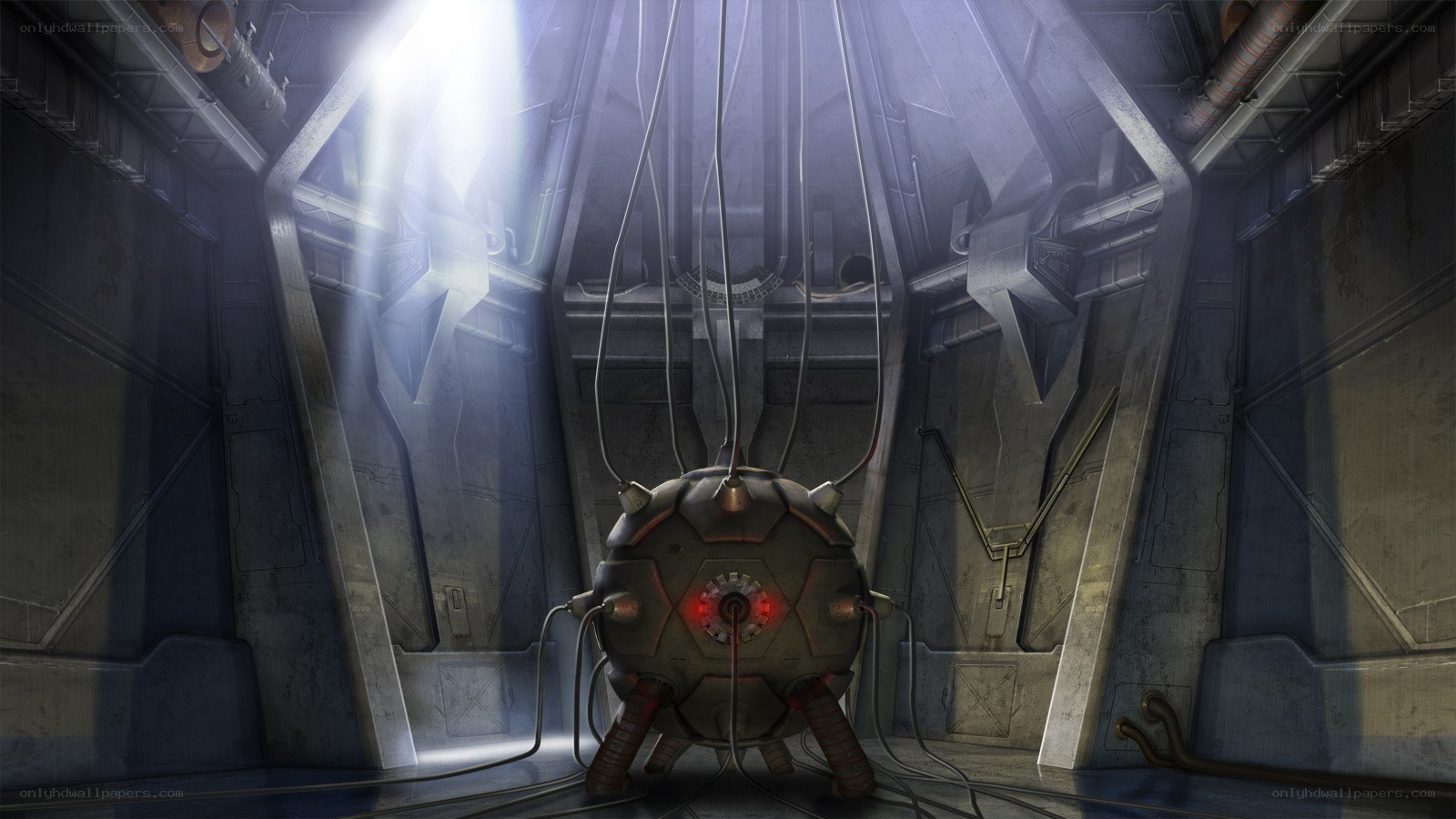futuristic bomb in containment chamber