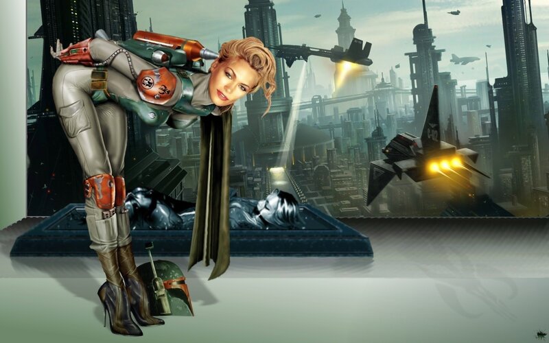 futuristic bounty hunter