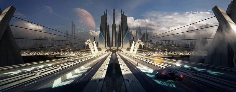 Futuristic Bridge Cityscape