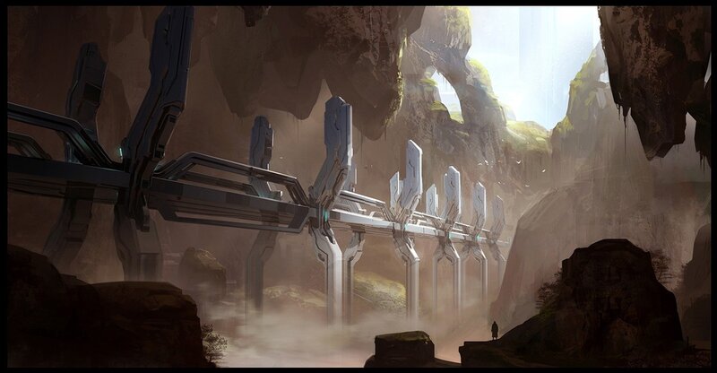 futuristic bridge in a canyon