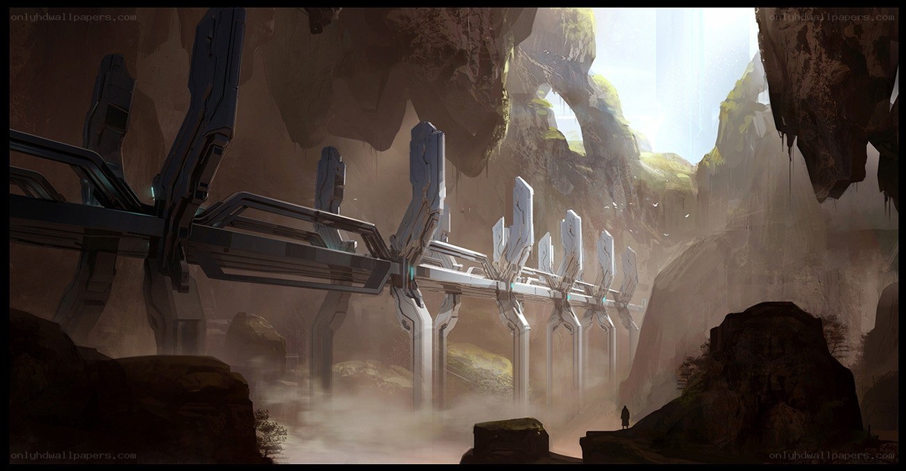 futuristic bridge in a canyon